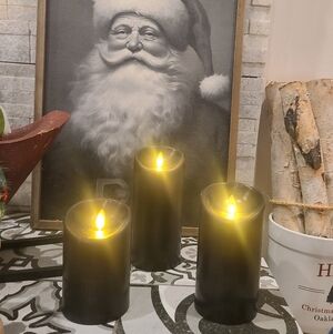 Set of three Black LED Flameless Candles Matcess Luminara 4", 5",6" -Free ship